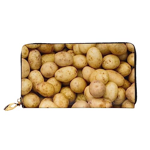 OUSIKA Garden Potatoes Damen Geldbörse Leder Große Kapazität Reißverschluss Clutch Handtasche Münzbörse für Frauen, Schwarz , Einheitsgröße von OUSIKA