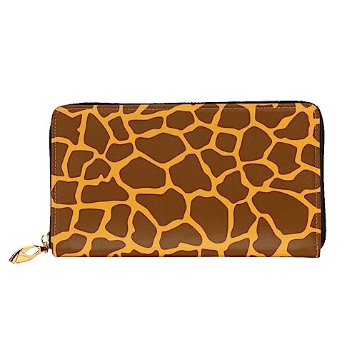 OUSIKA Giraffe Print Damen Geldbörse Leder Große Kapazität Reißverschluss Clutch Handtasche Münzbörse für Frauen, Schwarz , Einheitsgröße von OUSIKA