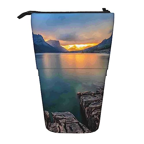 OUSIKA Glacier National Park Federmäppchen Teleskop Stiftetasche Kosmetiktasche Organizer Niedlich Stand-Up Stifttasche, Schwarz , Einheitsgröße, Münzbeutel von OUSIKA