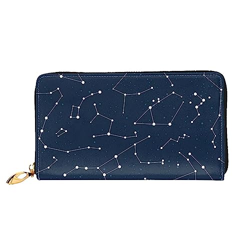 OUSIKA Glow in The Dark Damen Geldbörse Leder Große Kapazität Reißverschluss Clutch Handtasche Münzbörse für Frauen, Schwarz , Einheitsgröße von OUSIKA