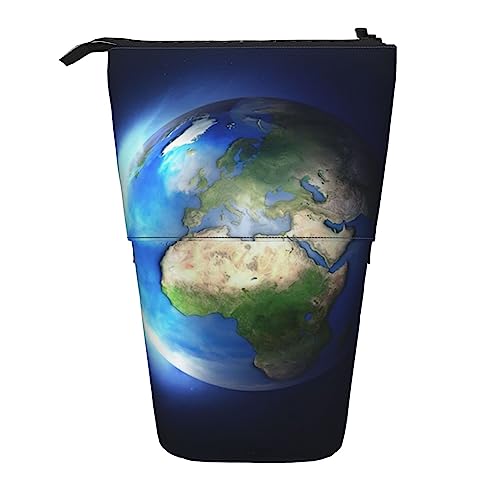 OUSIKA Glowing Earth Federmäppchen, Teleskop-Stift-Tasche, Kosmetiktasche, Organizer, niedlich, aufstellbar, Stiftebeutel, Schwarz , Einheitsgröße, Münzbeutel von OUSIKA