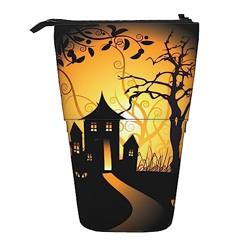 OUSIKA Halloween Federmäppchen Teleskop Stift Tasche Kosmetiktasche Organizer Niedlich Stand-Up Stift Beutel, Schwarz , Einheitsgröße, Münzbeutel von OUSIKA