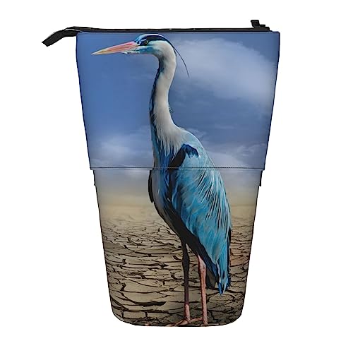 OUSIKA Heron Federmäppchen Teleskop-Stifttasche Kosmetiktasche Organizer Niedlich Stand-Up Stifttasche, Schwarz , Einheitsgröße, Münzbeutel von OUSIKA