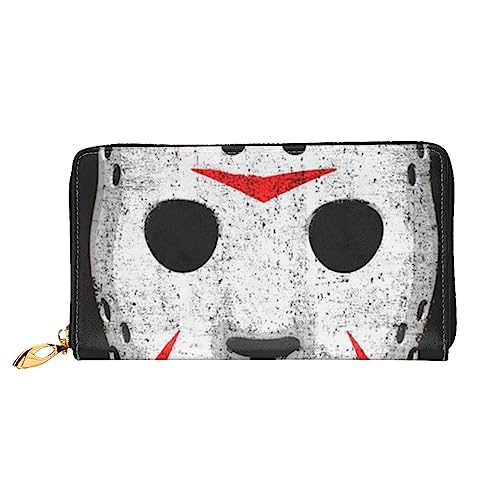 OUSIKA Horror Skull Damen Geldbörse Leder Große Kapazität Reißverschluss Clutch Handtasche Münzbörse für Frauen, Schwarz , Einheitsgröße von OUSIKA