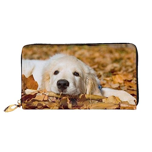 OUSIKA Lazy Dog Puppy Damen Geldbörse Leder Große Kapazität Reißverschluss Clutch Handtasche Münzbörse für Frauen, Schwarz , Einheitsgröße von OUSIKA