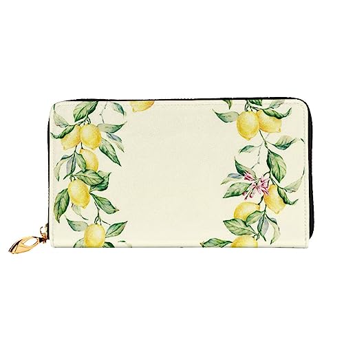 OUSIKA Lemon Damen Geldbörse Leder Große Kapazität Reißverschluss Clutch Handtasche Münzbörse für Frauen, Schwarz , Einheitsgröße von OUSIKA