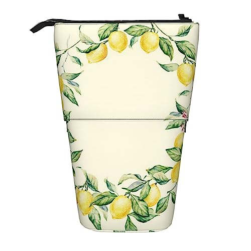 OUSIKA Lemon Pencil Case Teleskop Stifttasche Kosmetiktasche Organizer Niedlich Stand-Up Pen Pouch, Schwarz , Einheitsgröße, Münzbeutel von OUSIKA