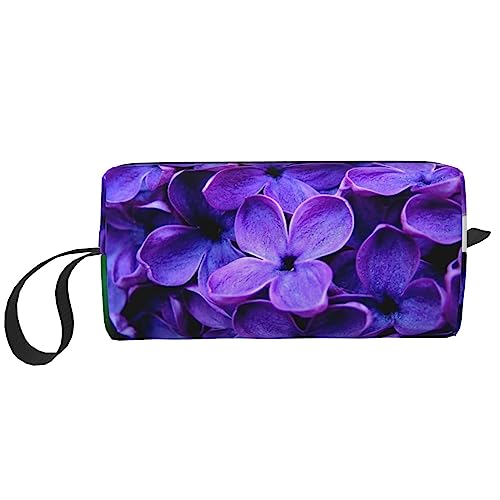 OUSIKA Lila Blumen Kosmetiktaschen für Frauen Tragbare Make-up-Tasche Reise Aufbewahrungstasche Täglich Empfang Tasche Große Kapazität Kulturbeutel, Weiß, Einheitsgröße, weiß, Einheitsgröße von OUSIKA