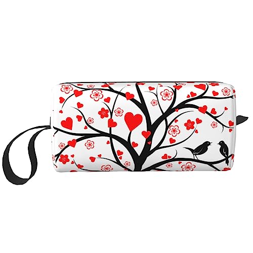 OUSIKA Love Heart Tree Kosmetiktaschen für Frauen Tragbare Make-up-Tasche Reise Aufbewahrungstasche Täglich Empfang Tasche Große Kapazität Kulturbeutel, Weiß, Einheitsgröße, weiß, Einheitsgröße von OUSIKA