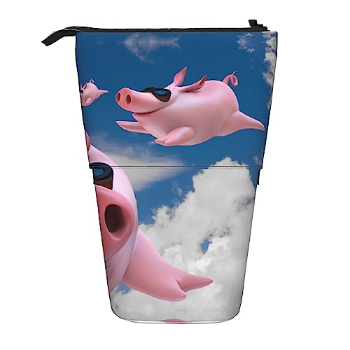 OUSIKA Lustiges 3D Piggies Federmäppchen Stehende Stiftebox Teleskop-Bleistifthalter Bleistift Tasche Organizer Make-up Tasche, Lustige 3D-Schweine, Einheitsgröße, Teleskop-Bleistifthalter von OUSIKA