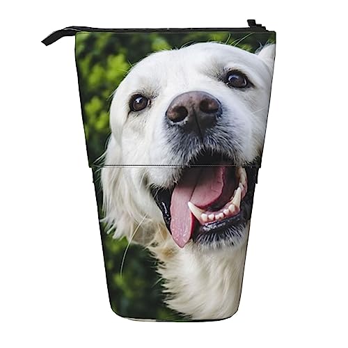 OUSIKA Lustiges Golden Retriever Federmäppchen Teleskop Stift Tasche Kosmetiktasche Organizer Niedlich Stand-Up Stift Beutel, Schwarz , Einheitsgröße, Münzbeutel von OUSIKA