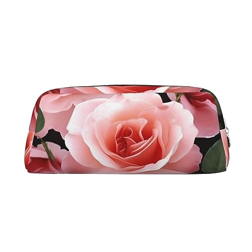 OUSIKA Make-up-Tasche aus Leder, Motiv: Blühende Rose, Blumen, Reise-Kulturbeutel, Kosmetiktasche, tägliche Aufbewahrungstasche für Damen, silber, Einheitsgröße von OUSIKA