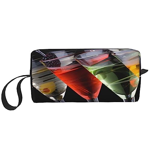 OUSIKA Martini Drink Kosmetiktaschen für Frauen Tragbare Make-up-Tasche Reise Aufbewahrungstasche Täglich Empfang Tasche Große Kapazität Kulturbeutel, Weiß, Einheitsgröße, weiß, Einheitsgröße von OUSIKA