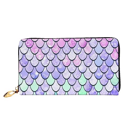 OUSIKA Mermaid Scale Damen Geldbörse Leder Große Kapazität Reißverschluss Clutch Handtasche Münzbörse für Frauen, Schwarz , Einheitsgröße von OUSIKA