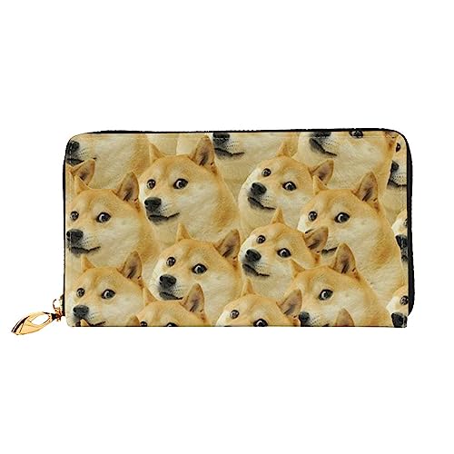 OUSIKA Mr Doge Meme Damen Geldbörse Leder Große Kapazität Reißverschluss Clutch Handtasche Münzbörse für Frauen, Schwarz , Einheitsgröße von OUSIKA