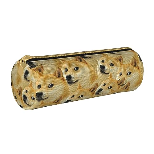 OUSIKA Mr Doge Meme Runde Federmäppchen Wasserdicht Leder Stifteetui Make-up Tasche Reise Kulturbeutel Organizer Fall Für Männer Frauen, weiß, Einheitsgröße von OUSIKA