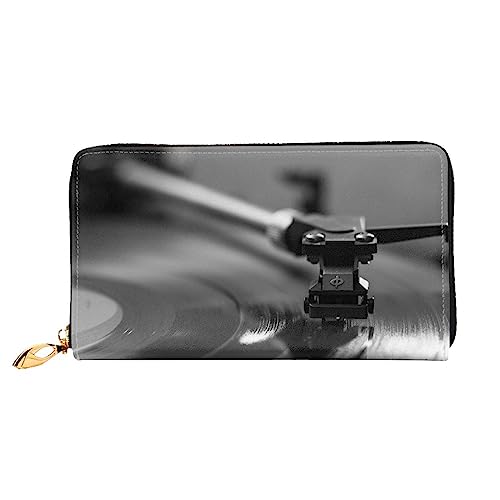 OUSIKA Musikalbum Rahmen Damen Geldbörse Leder Große Kapazität Reißverschluss Clutch Handtasche Münzbörse für Frauen, Schwarz , Einheitsgröße von OUSIKA