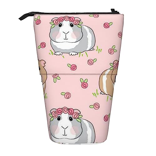 OUSIKA Musikalbum Rahmen Federmäppchen Stehend Stiftebox Teleskop Bleistift Halter Bleistift Tasche Organizer Make-up Tasche, Meerschweinchen und Cupcakes, Einheitsgröße, Teleskop-Bleistifthalter von OUSIKA