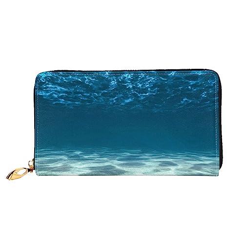 OUSIKA Ocean Damen Geldbörse Leder Große Kapazität Reißverschluss Clutch Handtasche Münzbörse für Frauen, Schwarz , Einheitsgröße von OUSIKA