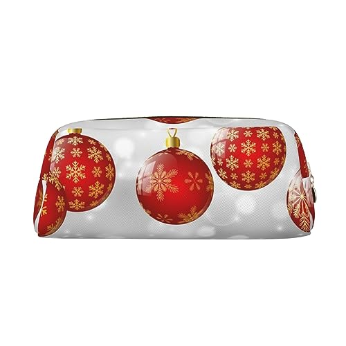 OUSIKA Red Ball Weihnachts-Make-up-Tasche, Leder, Federmäppchen, Reise-Kulturbeutel, Kosmetiktasche, tägliche Aufbewahrungstasche für Damen, Gold, Einheitsgröße von OUSIKA