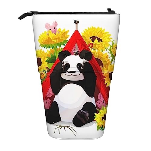 OUSIKA Riesige Octopus Federmäppchen Stehende Stiftebox Teleskop-Bleistifthalter Bleistift Tasche Organizer Make-up Tasche, Blume Sonnenblume Schwein Panda, Einheitsgröße, Teleskop-Bleistifthalter von OUSIKA