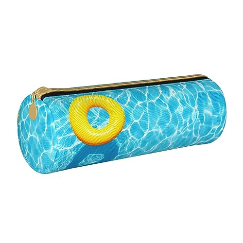 OUSIKA Runde Stiftetasche für Pool-Party, wasserdicht, Leder, Make-up-Tasche, Reise-Kulturbeutel, Organizer, Etui für Männer und Frauen, weiß, Einheitsgröße von OUSIKA