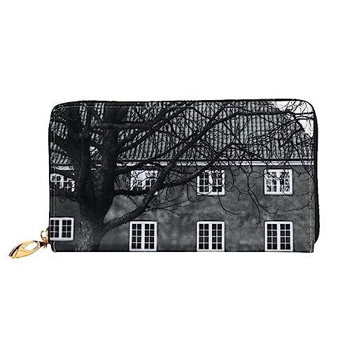 OUSIKA Sash Window Damen Geldbörse Leder Große Kapazität Reißverschluss Clutch Handtasche Münzbörse für Frauen, Schwarz , Einheitsgröße von OUSIKA