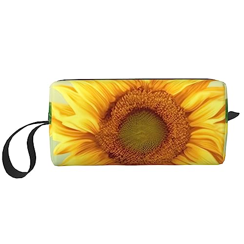 OUSIKA Schöne Sonnenblume Kosmetiktaschen für Frauen Tragbare Make-up-Tasche Reise Aufbewahrungstasche Täglicher Empfang Tasche Große Kapazität Kulturbeutel, Weiß, Einheitsgröße, weiß, Einheitsgröße von OUSIKA