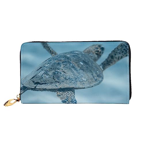 OUSIKA Sea Turtle (33) Damen Geldbörse Leder Große Kapazität Reißverschluss Clutch Handtasche Münzbörse für Frauen, Schwarz , Einheitsgröße von OUSIKA