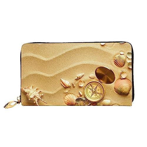 OUSIKA Sea and Beach Damen Geldbörse Leder Große Kapazität Reißverschluss Clutch Handtasche Münzbörse für Frauen, Schwarz , Einheitsgröße von OUSIKA