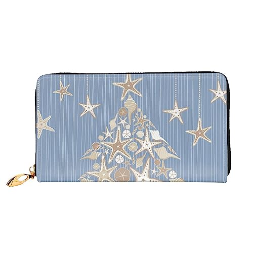 OUSIKA Seashell Weihnachten Damen Geldbörse Leder Große Kapazität Reißverschluss Clutch Handtasche Münzbörse für Frauen, Schwarz , Einheitsgröße von OUSIKA