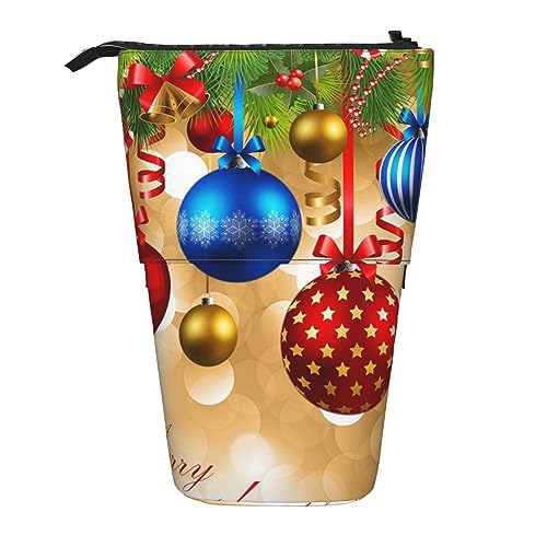 OUSIKA Standing Merry Christmas Pencil Case Cute Pencil Bag Telescopic Pencil Pouch Pop Up Pen Holder Makeup Bag for Gift, Schwarz , Einheitsgröße, Münzbeutel von OUSIKA