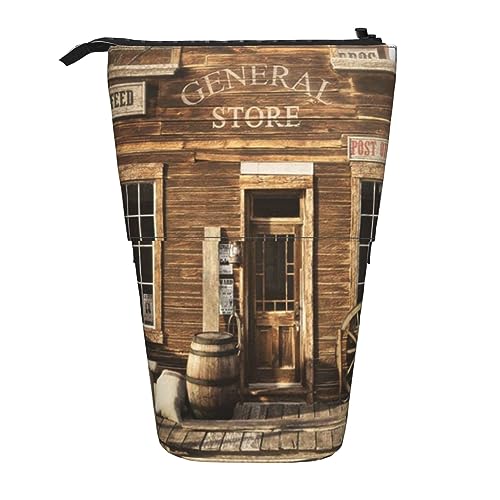 OUSIKA Standing Rustic Wooden Store Pencil Case Cute Pencil Bag Telescopic Pencil Pouch Pop Up Pen Holder Makeup Bag for Gift, Schwarz , Einheitsgröße, Münzbeutel von OUSIKA