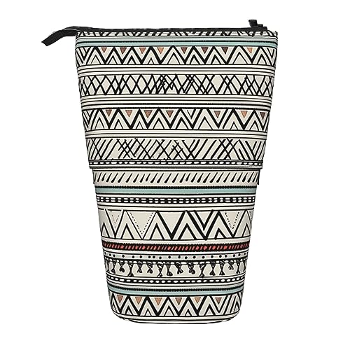 OUSIKA Stehende Boho Dreieck Streifen Bleistift Fall Niedlich Bleistift Tasche Teleskop Bleistift Pouch Pop Up Stifthalter Make-up Tasche für Geschenk, Schwarz , Einheitsgröße, Münzbeutel von OUSIKA