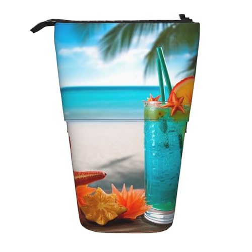 OUSIKA Stehendes Federmäppchen mit Blume und Haus, niedliches Federmäppchen, Teleskop-Federmäppchen, Pop-Up-Stifthalter, Make-up-Tasche, Schwarz , Einheitsgröße, Münztasche von OUSIKA