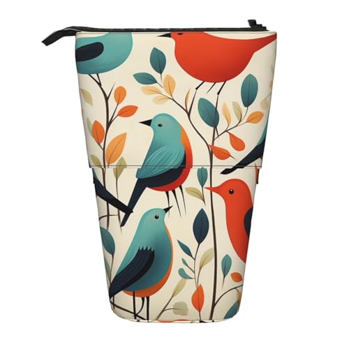 OUSIKA Stehendes Vogel-Federmäppchen, niedliches Federmäppchen, Teleskop-Federmäppchen, Pop-Up-Stifthalter, Make-up-Tasche für Weihnachten, Urlaub, Geschenk, Schwarz , Einheitsgröße, Münzfach von OUSIKA