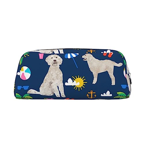 OUSIKA Stifteetui mit Golden Retriever-Motiv, Leder, wasserdicht, tragbar, Reise-Kosmetiktasche, Organizer-Tasche für Damen, silber, Einheitsgröße, Münzbeutel von OUSIKA