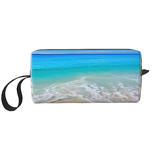 OUSIKA Strand und Meer Kosmetiktaschen für Frauen Tragbare Make-up-Tasche Reise Aufbewahrungstasche Täglich Empfang Tasche Große Kapazität Kulturbeutel, Weiß, Einheitsgröße, weiß, Einheitsgröße von OUSIKA