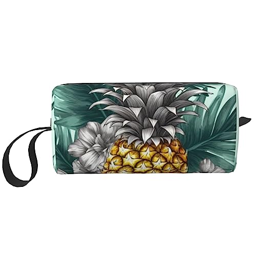 OUSIKA Tropische Früchte Ananas Kosmetiktaschen für Frauen Tragbare Make-up-Tasche Reise Aufbewahrungstasche Täglich Empfang Tasche Große Kapazität Kulturbeutel, Weiß, Einheitsgröße, weiß, von OUSIKA