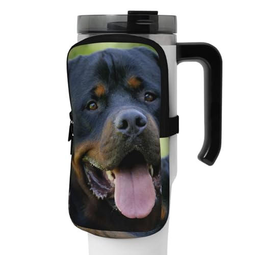 OUSIKA rottweiler wallpaper Print Water Bottle Pouch Tumbler Pouch Bag Handheld Sports Drink Bottle Accessories Bag Zipper Pouch Belt Bag for Men Women, Schwarz , S von OUSIKA