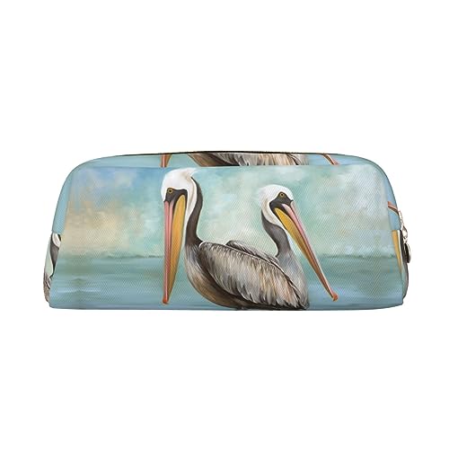 Pelicans Kunstdruck-Make-up-Tasche Leder Federmäppchen Reise Kulturbeutel Kosmetiktasche Tägliche Aufbewahrungstasche für Frauen, gold, Einheitsgröße, Taschen-Organizer von OUSIKA