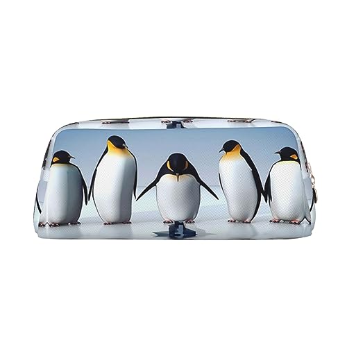 Pinguin Make-up-Tasche Leder Federmäppchen Reise Kulturbeutel Kosmetiktasche tägliche Aufbewahrungstasche für Frauen, gold, Einheitsgröße, Taschen-Organizer von OUSIKA