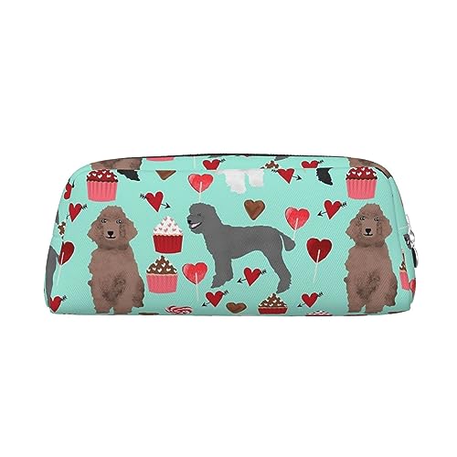 Pudel Hunde Make-up Tasche Leder Federmäppchen Reise Kulturbeutel Kosmetiktasche Täglich Aufbewahrungstasche für Frauen, silber, Einheitsgröße, Taschen-Organizer von OUSIKA