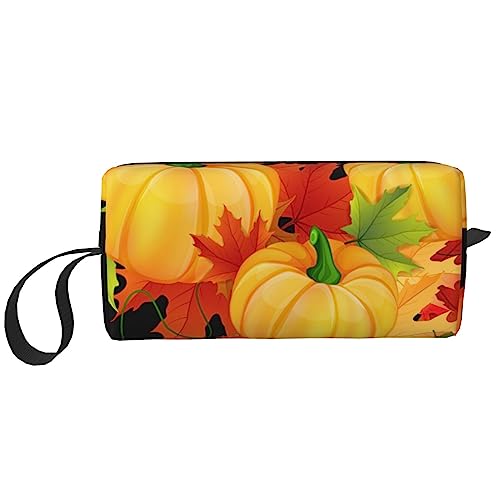 Pumpkin Kosmetiktaschen für Frauen Tragbare Make-up-Tasche Reise Aufbewahrungstasche Täglich Empfang Tasche Große Kapazität Kulturbeutel, weiß, Einheitsgröße von OUSIKA