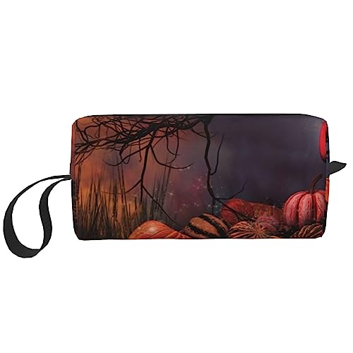 Pumpkins Lanterns Party Cosmetic Bags for Women Portable Makeup Bag Travel Storage Bag Daily Receive Bag Large Capacity Culletry Bag, weiß, Einheitsgröße von OUSIKA