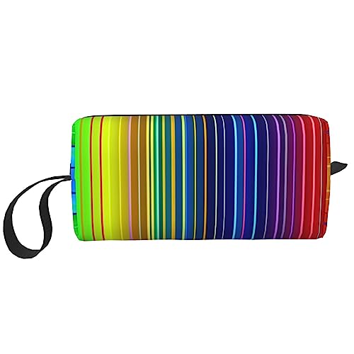 Rainbow Striped Cosmetic Bags for Women Portable Makeup Bag Travel Storage Bag Daily Receive Bag Large Capacity Culletry Bag, weiß, Einheitsgröße von OUSIKA