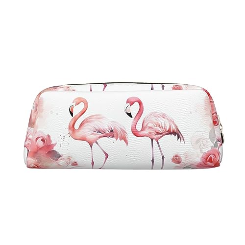 Rosa Flamingos Make-up-Tasche Leder Federmäppchen Reise Kulturbeutel Kosmetiktasche tägliche Aufbewahrungstasche für Frauen, gold, Einheitsgröße, Taschen-Organizer von OUSIKA