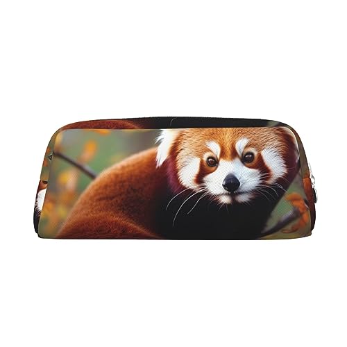 Roter Panda Make-up-Tasche, Leder, Federmäppchen, Reise-Kulturbeutel, Kosmetiktasche, tägliche Aufbewahrungstasche für Frauen, silber, Einheitsgröße, Taschen-Organizer von OUSIKA