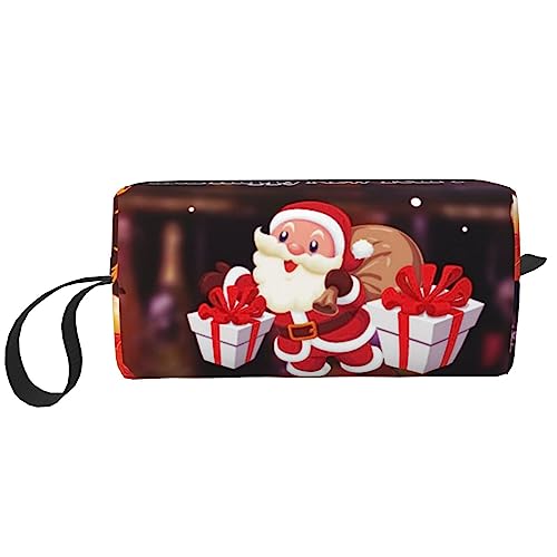 Santa Schneemann Rentier Kosmetiktaschen für Frauen Tragbare Make-up-Tasche Reise Aufbewahrungstasche Täglich Empfang Tasche Große Kapazität Kulturbeutel, weiß, Einheitsgröße von OUSIKA