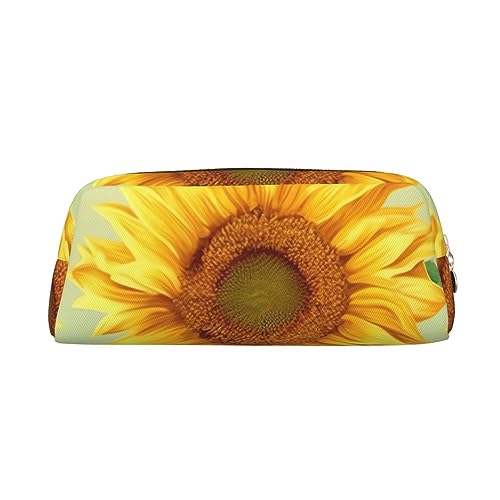 Schöne Sonnenblume Make-up Tasche Leder Federmäppchen Reise Kulturbeutel Kosmetiktasche tägliche Aufbewahrungstasche für Frauen, gold, Einheitsgröße, Taschen-Organizer von OUSIKA